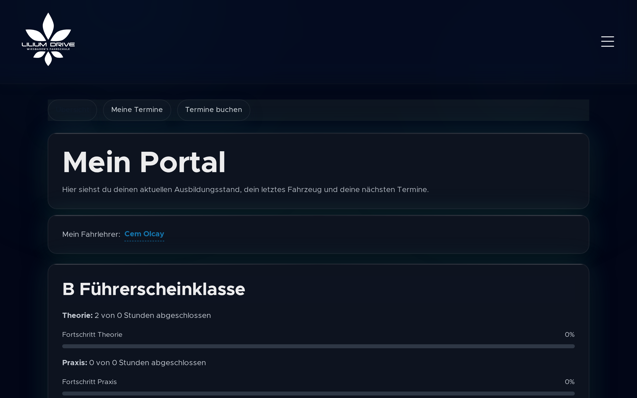 Vorschau des Lilium Drive Schüler-Portals (Platzhalter)